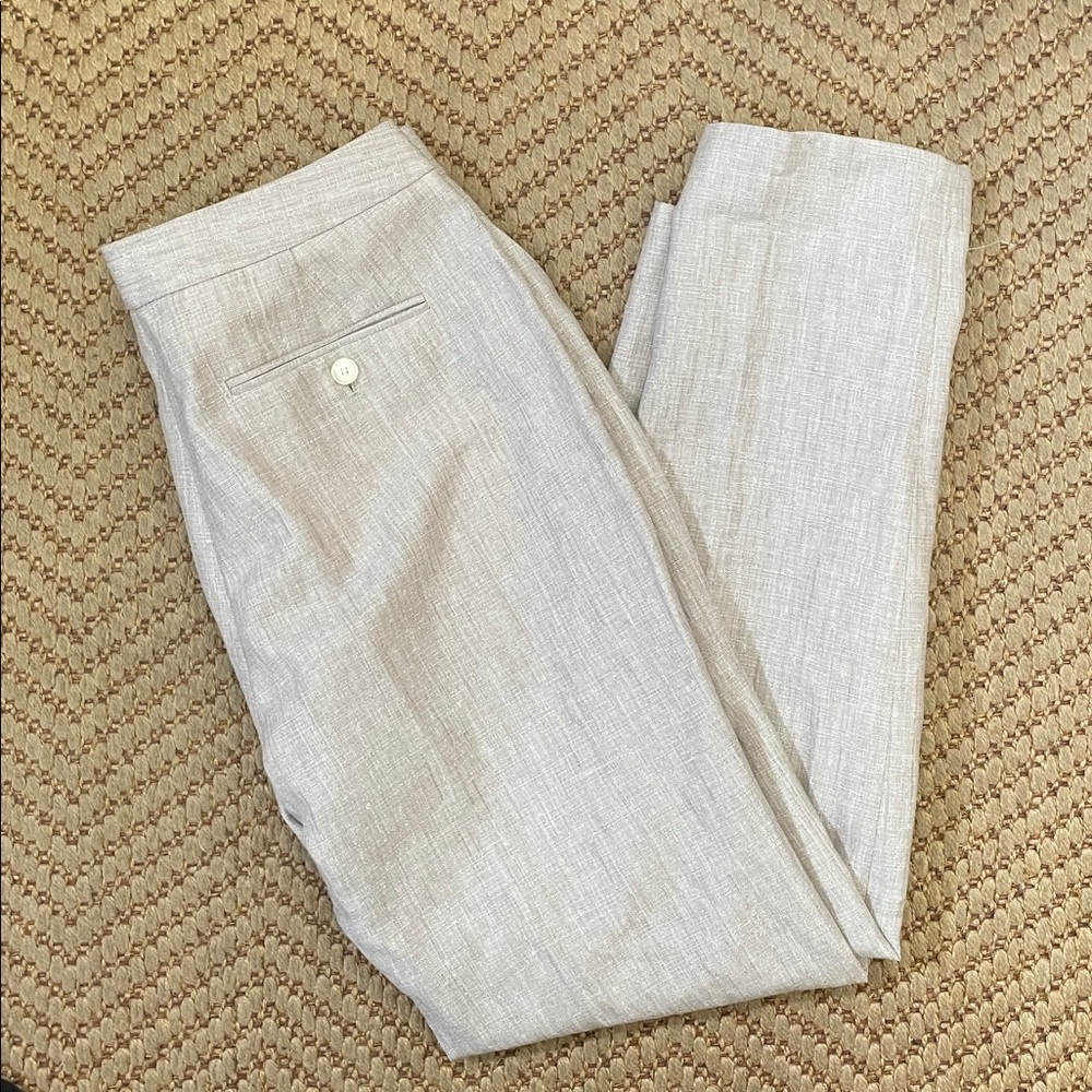 REISS - Classic Linen Blend Tapered Old Money Pants - Cream - 8
